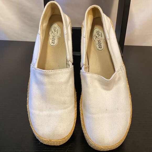 Sperry canvas white comfort sole platform espadrilles size 7 - Picture 2 of 5